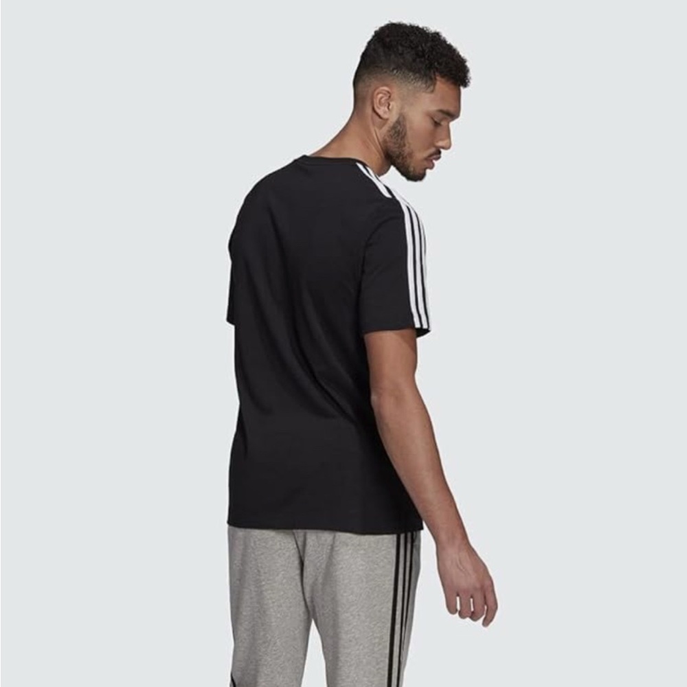 NWT Adidas Black Short Sleeve Tee with Signature Stripes - Picture 4 of 5